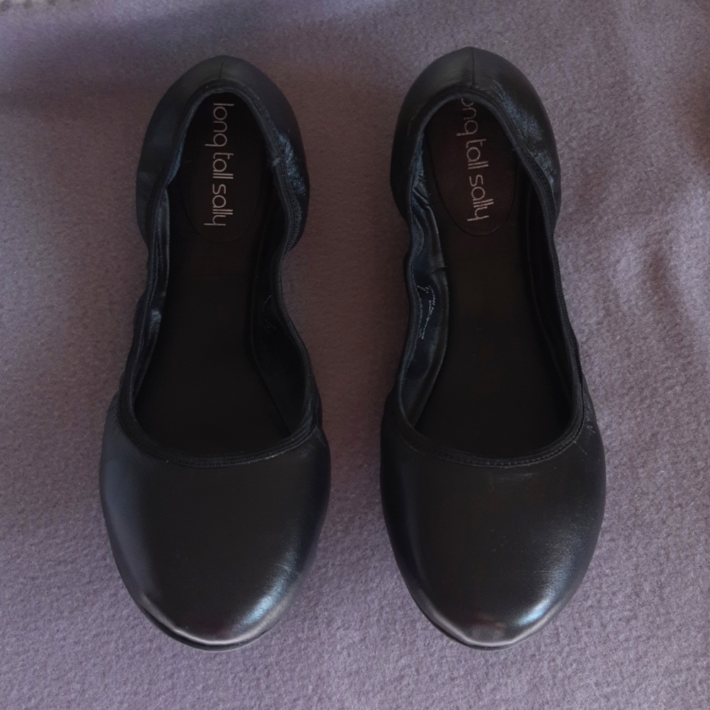Black Ballerina flat US size 9 Leather Upper Long Tall Sally